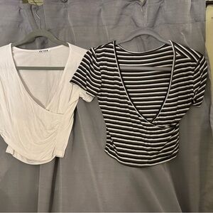 & Other Stories Black and White Striped Crop Top